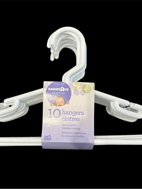 NIB Babies R Us White Plastic Kids Hangers - Pack of 10